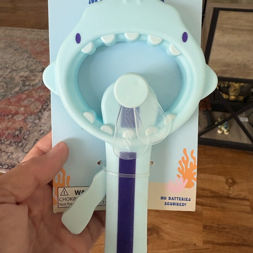 Shark Handheld Fan in Light Blue and Purple